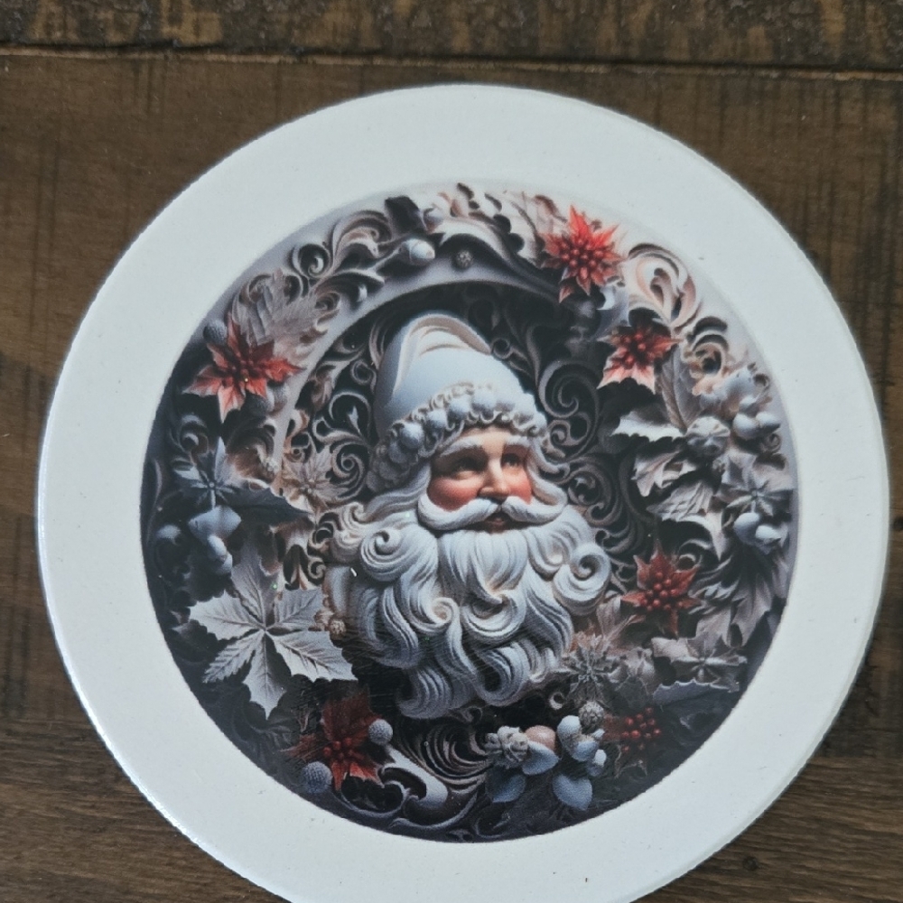 Festive Santa Coaster Set - White and Black - Picture 5 of 6